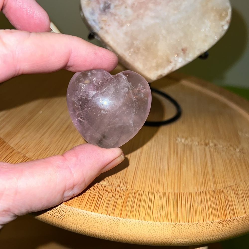 Rose quartz polished carved heart